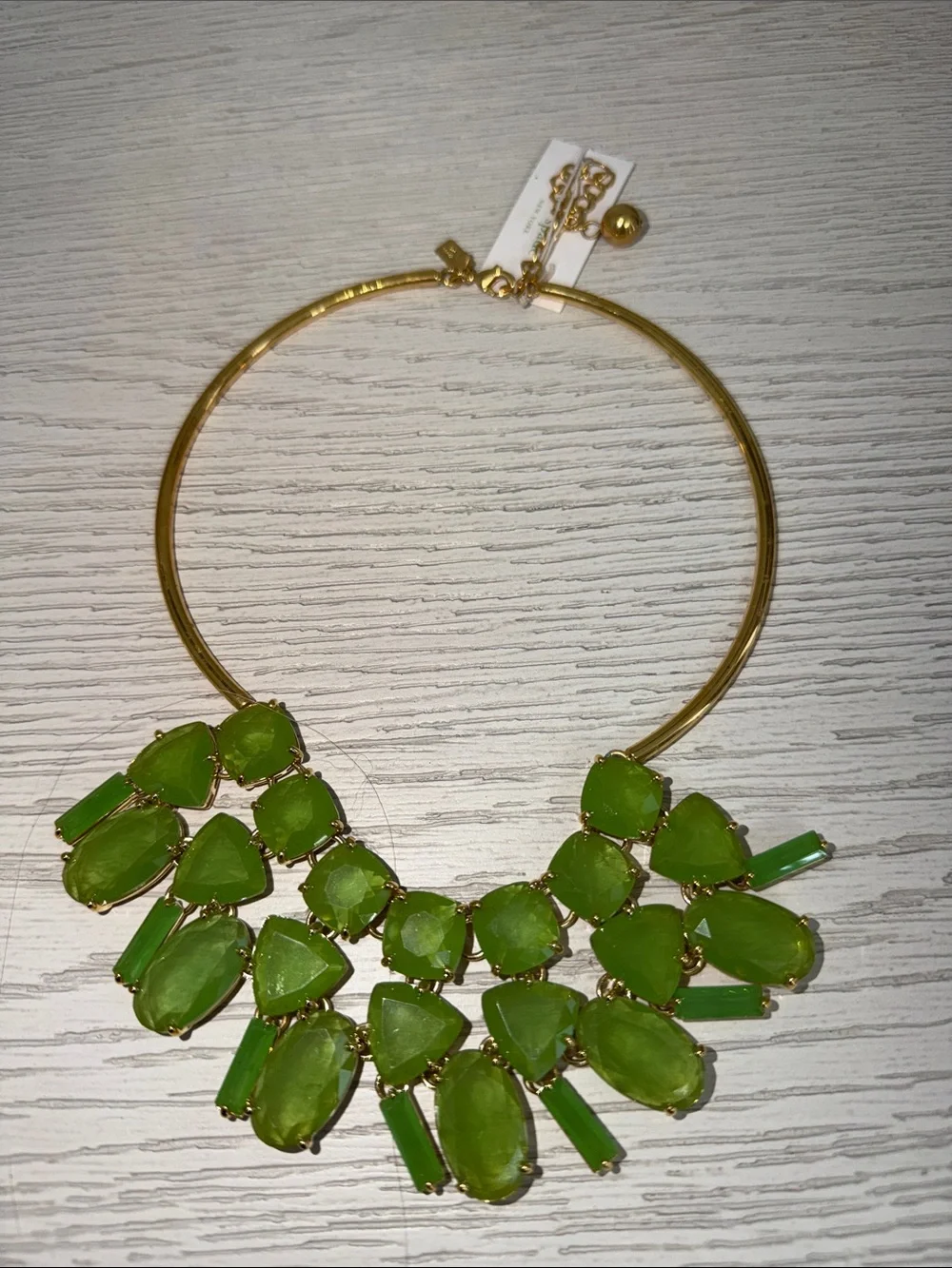 Kate Spade Vegas Jewels Emerald Green Choker collar bib statement necklace